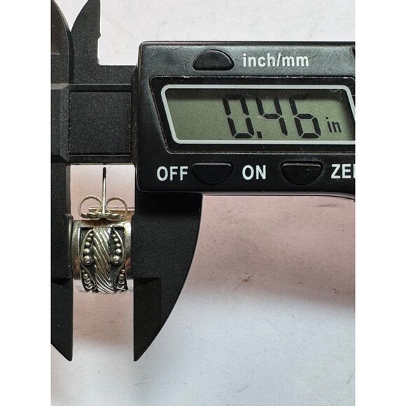 Vintage Lois Hill Sterling Silver 925 Wide Etched Hoop Earrings 17g Estate - Picture 7 of 9